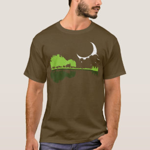 Gitarrensee Schatten Baum Mondlicht Liebe Gitarre  T-Shirt
