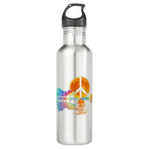Gitarrensee Schatten Frieden Liebe Gitarre Hippie Edelstahlflasche