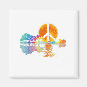 Gitarrensee Schatten Frieden Liebe Gitarre Hippie Magnet