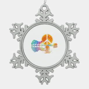 Gitarrensee Schatten Frieden Liebe Gitarre Hippie Schneeflocken Zinn-Ornament