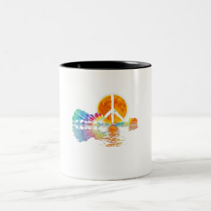 Gitarrensee Schatten Frieden Liebe Gitarre Hippie Zweifarbige Tasse
