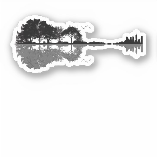 Gitarrensee Shadow Liebe Gitarre - Musikfans Aufkleber (Vorderseite)