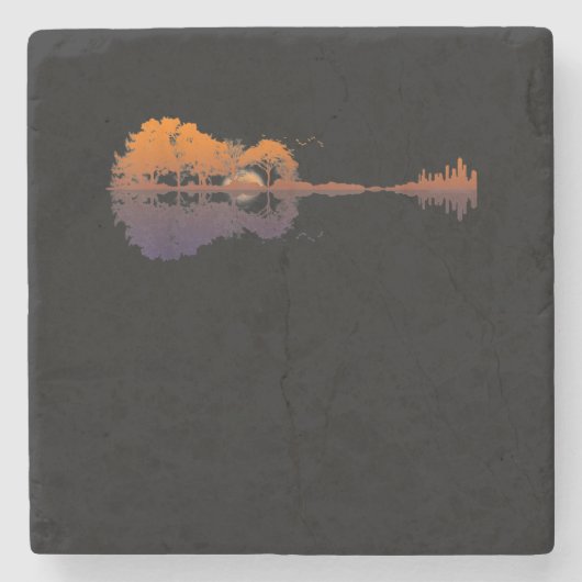 Gitarrensee Shadow Liebe Gitarre - Musikfans Steinuntersetzer (Vorderseite)