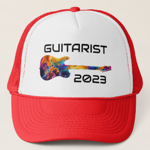 GITARRENSPIELER 2023 FARBENFROHE GITARRENBAND GESC TRUCKERKAPPE