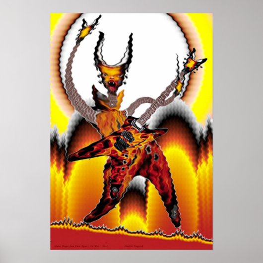 Gitarrenspieler aus der Weltraumreihe "Feuer" Poster (Vorne)