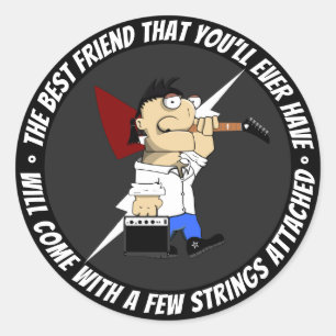 Gitarrenspieler Bester Freund auf der Straße Carto Runder Aufkleber