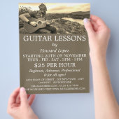 Gitarrenspieler, Gitarrenunterricht Flyer für Werb (Hand)