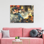 Gitarrenspieler in Cowboy Hat Leinwanddruck (Insitu (Wohnzimmer))
