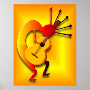 Gitarrenspieler in Gold Poster