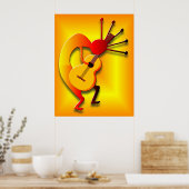 Gitarrenspieler in Gold Poster (Küche)