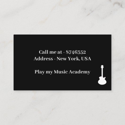 Gitarrenspieler Musik Künstler Lehrer Schule Konze Telefonnummerkarte (Rückseite)