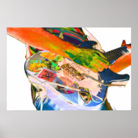 Gitarrenspieler, psychadellose Farben Musikdesign