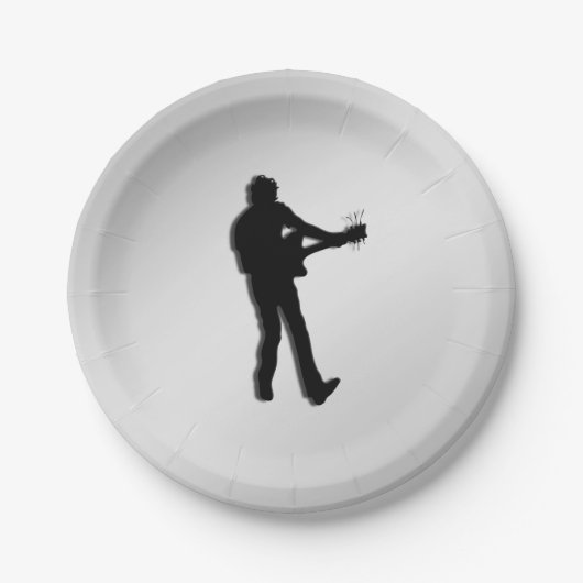 Gitarrenspieler Silver Pappteller (Vorderseite)
