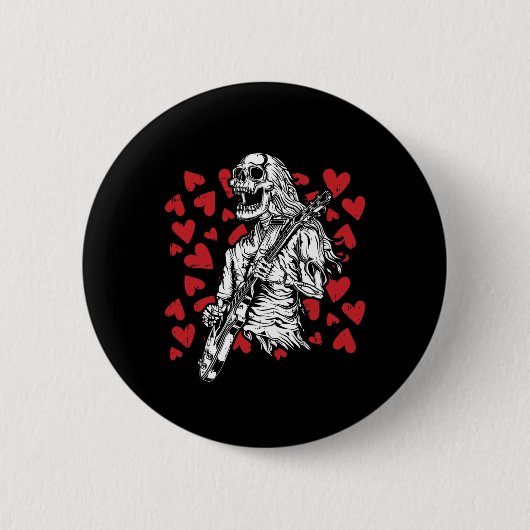 Gitarrenspieler Valentinstag Cool Rock Musician Button (Vorderseite)