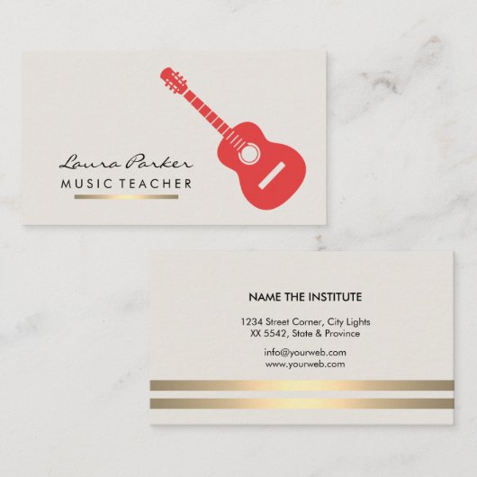 Gitarrenspielerin Musiklehrerin Rot Visitenkarte (Vorne/Hinten)