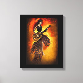 Gitarrenspielerin Rot Sky Abstrakte Originalkunst Leinwanddruck