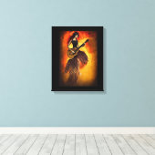 Gitarrenspielerin Rot Sky Abstrakte Originalkunst Leinwanddruck (Insitu (Holzboden))
