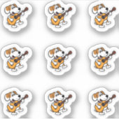 Gitarrenspielhund Aufkleber (Vorderseite)