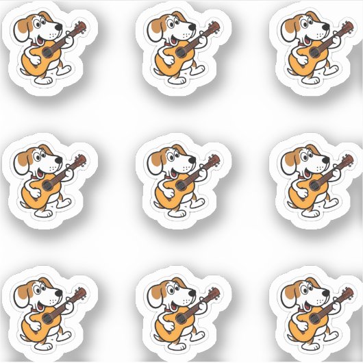 Gitarrenspielhund Aufkleber (Vorderseite)