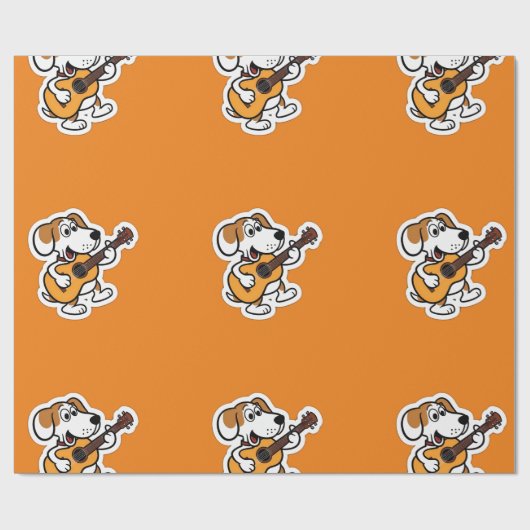 Gitarrenspielhund Geschenkpapier (Flach)