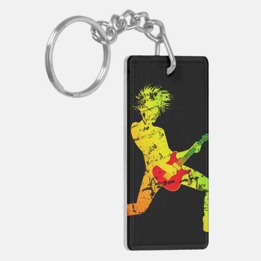 Gitarrenspielrocker Schlüsselanhänger (Vorderseite links)