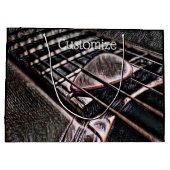 Gitarrenstränge in Leder Große Geschenktasche Geschenktüte (Rückseite)