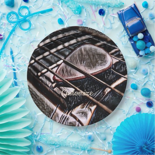 Gitarrenstränge in Leder Pappteller (Party)