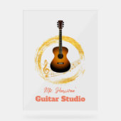 Gitarrenstudio Elegantes transparentes Akryllische Acrylschild (Vorderseite)