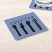 Gitarrensüchtig Rechteckiger Pappuntersetzer (angewinkelt)