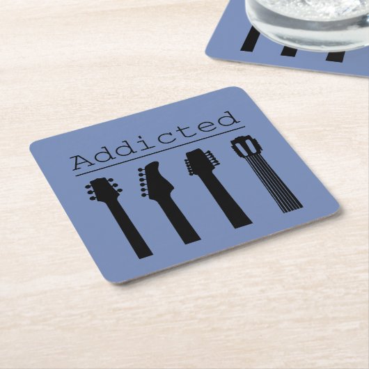 Gitarrensüchtig Rechteckiger Pappuntersetzer (angewinkelt)