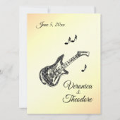 Gitarrenthema Gelbe Hochzeit Einladung (Rückseite)