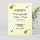 Gitarrenthema Gelbe Hochzeit Einladung (Stehend Vorderseite)