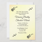 Gitarrenthema Gelbe Hochzeit Einladung (Vorderseite)