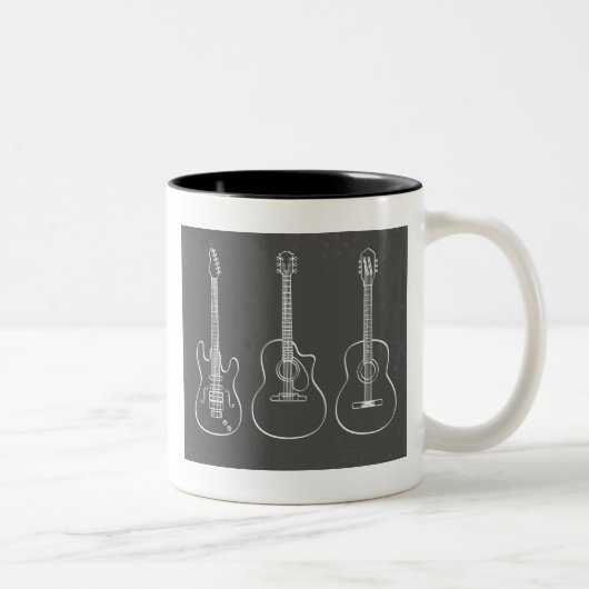 Gitarrentrio-Retro-Musik Zweifarbige Tasse (Rechts)