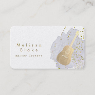 Gitarrenunterricht Blau Wasserfarbe Visitenkarte