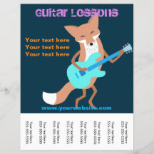 Gitarrenunterricht Flyer mit Fox Playing Gitarre