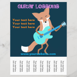 Gitarrenunterricht Flyer mit Fox Playing Gitarre