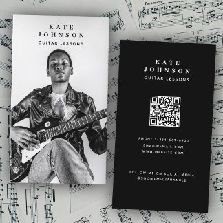 Gitarrenunterricht Musiker Foto Social Media QR Co Visitenkarte