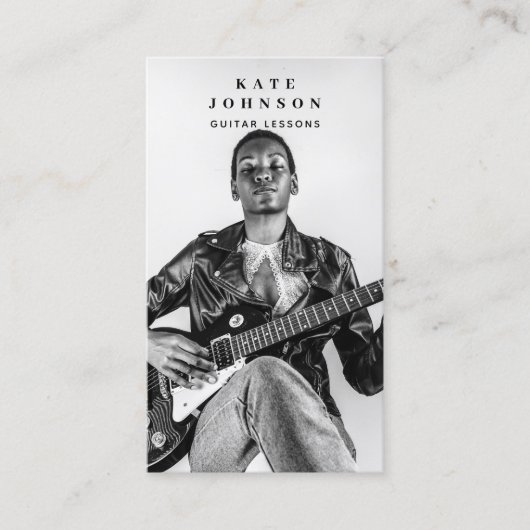 Gitarrenunterricht Musiker Foto Social Media QR Co Visitenkarte (Vorderseite)