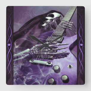 Gitarrenwall-Uhr des Grim Sensenmanns Quadratische Wanduhr