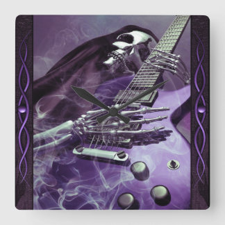 Gitarrenwall-Uhr des Grim Sensenmanns Quadratische Wanduhr