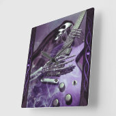 Gitarrenwall-Uhr des Grim Sensenmanns Quadratische Wanduhr (Winkel)