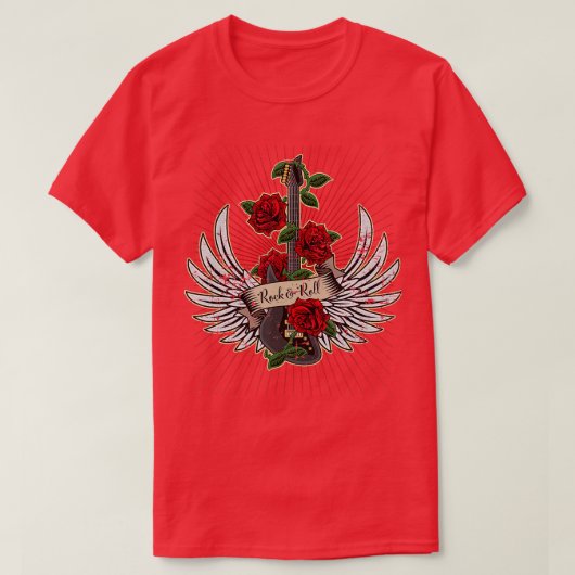 Gitarrenwings-Rose stören Rock- und Roll-Musik T-Shirt (Design vorne)