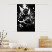 Gitarrist auf Bühne B&W Foto Poster (Küche)