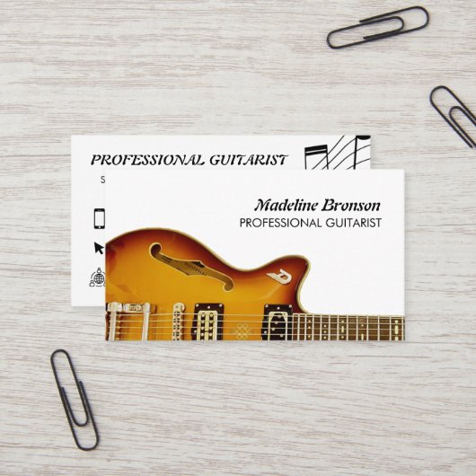 Gitarrist Beruflich Business Card Visitenkarte (Vorderseite/Rückseite Beispiel)