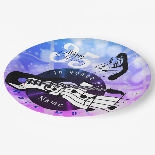 Gitarrist Birthday Theme Paper Plate HAMbWG Pappteller (Schrägansicht)
