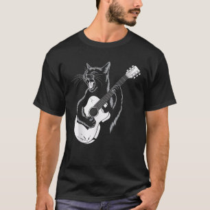Gitarrist Cat Playing Acoustic Gitarre Feline Musi T-Shirt