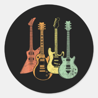 Gitarrist Colorful Musical Instruments Gitarren Runder Aufkleber