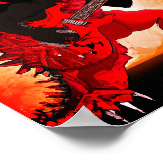 Gitarrist Dragon Wall Art Poster (Ecke)