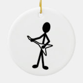 Gitarrist Flying V Strichmännchen Keramik Ornament (Hinten)